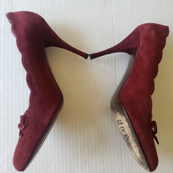 STUART WEIZTMAN BURGUNDY SUEDE PUMP HEEL SHOE SIZE 8M - Picture 7 of 15